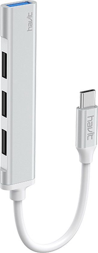 Havit HB41 USB-C hub Docking USB 3.2 Gen 1 (3.1 Gen 1) Type-C Aluminium, Zilver