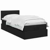 vidaXL - Ottoman bed met matras met hoofdeinde - Zwart - 90 x 200 cm - Stof