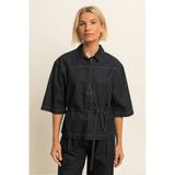 Expresso Expresso denim blousetop met ceintuur - donkerblauw