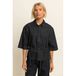 Expresso Expresso denim blousetop met ceintuur - donkerblauw