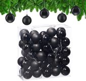 Relaxdays kerstballen set van 50 - Ø 6 cm - glanzend - mat - kunststof - zwart