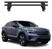 Menabo système de barres de toit, porte-bagages de base pour Volvo C40 Recharge, années modèles 2022-2025, aluminium, noir, 2 pièces