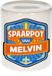 Bellatio Decorations Kinder spaarpot met naam - Melvin - keramiek - met dop - wit