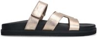 Manfield - Dames - Gouden leren slippers met bandje - Maat 41
