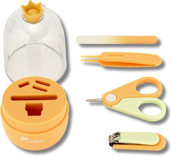 Momini BabyNail Verzorgingsset voor Babynagels - 4-in-1 Babyverzorgingsset - Veilig en Handig - Oranje