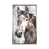 Hengst - Omlijst omwikkeld canvas muurkunst foto (H79cm x B49cm)