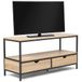 Idmarket - Meuble TV Detroit - 2 tiroirs - Design industriel - 113 cm - Naturel