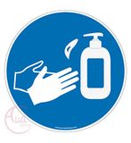 AUA SIGNALETIQUE - Barrières Gebaarteken Handdesinfectie met hydroalcoholische gel Verplicht - Ø 200 mm, Aluminium Dibond 3 mm