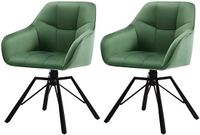 Happiq Set van 2 Draaibare Eetkamerstoelen - Gestoffeerde Comfortstoelen met Armleuningen & Rugleuning - Groen