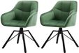 Happiq Set van 2 Draaibare Eetkamerstoelen - Gestoffeerde Comfortstoelen met Armleuningen & Rugleuning - Groen