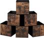 Merkloos Relaxdays Opbergmand - Set van 6 - 26x26x26 cm - Opvouwbaar - Houtlook - Zwart-Bruin