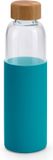 Merkloos / Sans marque Stricker Europe Waterfles - glas - blauwe siliconen hoes - 600 ml - BPA-vrij - vaatwasserbestendig