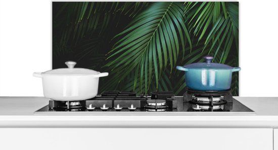 KitchenYeah Spatscherm keuken 90x45 cm - Palmbladeren - Aluminium