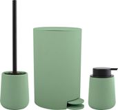 MSV Toiletborstel in houder/zeeppompje/pedaalemmer - badkamer set Malmo - keramiek - groen