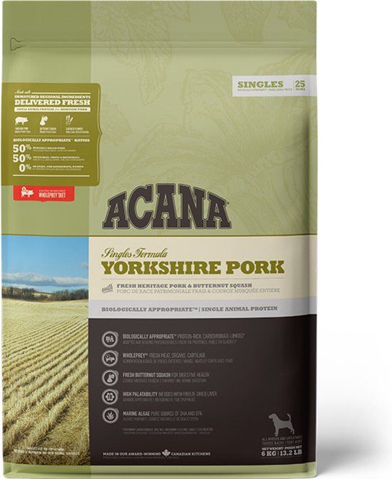 Acana Singles Yorkshire Pork - 6 KG - Graanvrij Hondenvoer