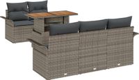 vidaXL Tuinbank - Set - 6 - st - Grijs - Poly - rattan