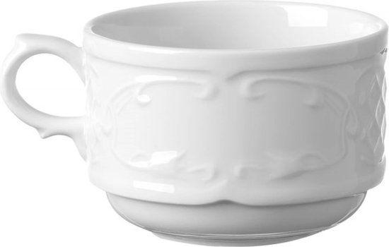 Hendi Koffiekop - 180 ml - Wit Porselein - Met Oor - Vaatwasser- en Magnetronbestendig