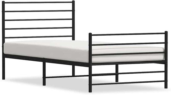 vidaXL Bedframe met hoofd- en voeteneinde Metaal Zwart 90x190 cm