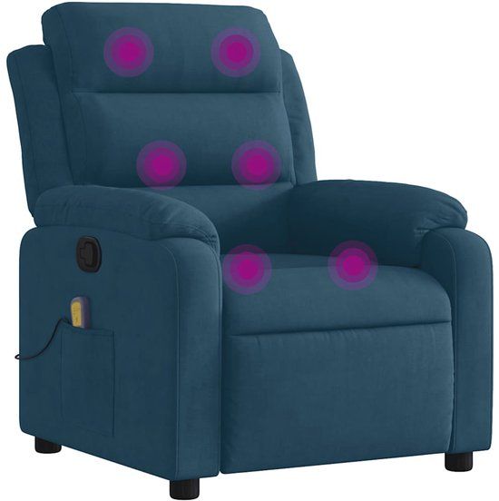 vidaXL Massagestoel - Verstelbaar - Fluweel - Blauw