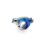PANDORA Moments Metallic Blauwe Gecko-bedel in sterling zilver, compatibele Moments armbanden, 792701C01