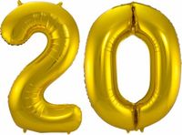 Folat Folie ballonnen - 20 jaar cijfer - goud - 86 cm
