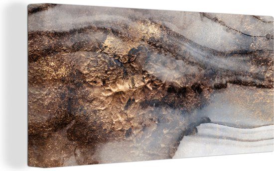 OneMillionCanvasses Canvas Schilderij Storm - Goud - Abstract - 40x20 cm - Wanddecoratie