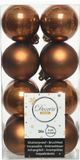Decoris kleine kerstballen - 16x st - kaneel bruin - 4 cm - kunststof - kerstversiering