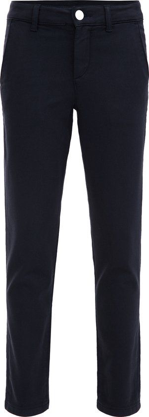 WE Fashion Jongens slim fit chino van jogkwaliteit marineblauw