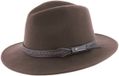 Herman Chapeau grand bord droit marron avec ceinture torsadée et des cache-oreilles rétractables