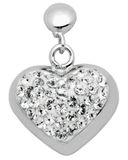 Carlo Monti Oorstekers voor dames Behang 925/sterling zilver gerhodineerd, hartvormig met witte kristallen stenen JCM1133-218