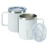BJPKPK 14oz koffiemok met handvat 2 stuks, roestvrij staal geïsoleerde koffiemok met spatwaterdicht deksel-wit