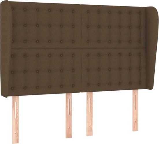 VidaXL Hoofdbord met randen Donkerbruin Polyester/Hout 147x23x118/128 cm