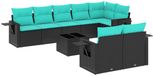 vidaXL Ensemble de banc de jardin 9 pièces avec coussins en polyrotin noir