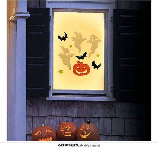 Fiestas Guirca Raamdecoratie Gel Spoken / Pompoen - Halloween (20x25cm)