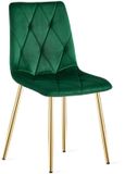 Oskar Eetkamerstoel LIBRA - Donkergroen fluweel - Gouden metalen poten - Modern design