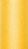 Merkloos Partydeco Glitter tule stof - geel - 15 x 900 cm