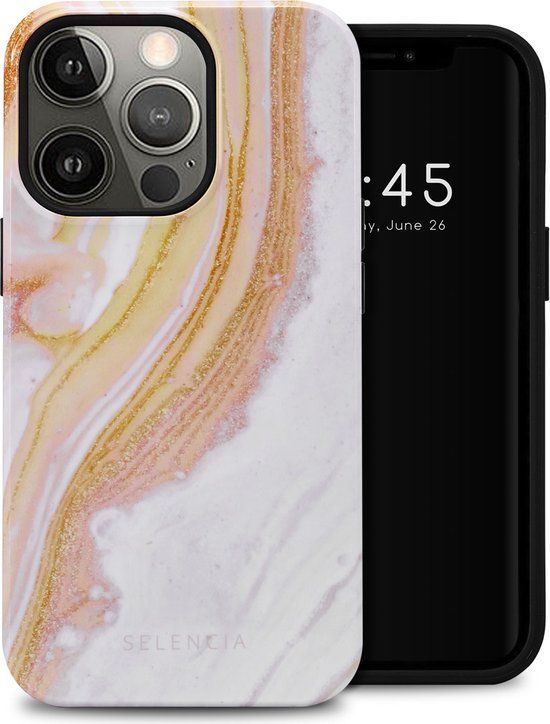 Selencia Hoesje iPhone 13 Pro - Vivid Backcover - Chic Marble Gold