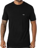 Armani Exchange A|X ARMANI EXCHANGE Round Neck Short Sleeve Cotton T-Shirt - Black Shirts