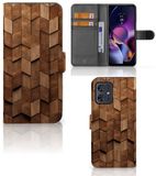 B2Ctelecom Book Style Case voor Motorola Moto G54 Wooden Cubes