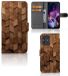 B2Ctelecom Book Style Case voor Motorola Moto G54 Wooden Cubes