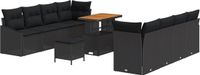 vidaXL Tuinbank Set 11-delig Zwart Polywood