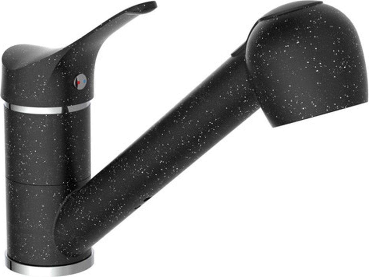 Eisl Keukenmengkraan GRANIT Zwart-Chroom | Uittrekbare Uitloop