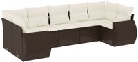 vidaXL 7-delige Loungeset met kussens poly rattan bruin