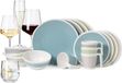 Melamin Camping Geschirr Set 4 Personen Harmonie 16 Teilig + 16 Milano Gläser Wassergläser Weingläser Champagner-Gläser Flûtes Tafelgeschirr Picknick BBQ Kochgeschirr