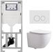Geberit QeramiQ Dely Swirl Compact Toiletset - inbouwreservoir Geberit UP320 - met Burda frame - slim zitting - natuurstenen bedieningsplaat marmer wit - ronde knoppen - glans wit