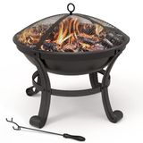 Merkloos Vuurschaal Vuurkorf tuinhaard - Ø 55 cm - Met pook en deksel - Voor terras en tuin