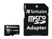 Verbatim Premium 64GB MicroSDXC Class 10 + SD Adapter