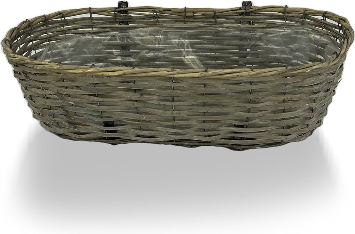 Nature Garden Naturn Garden™ Rotan balkonbak - Ovaal - 56 x 22 x 17 cm - Grijs