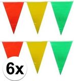 Merkloos / Sans marque Partyxplosion B.V. 6x Vlaggenlijn / Slinger - 10 Meter - Geel / Rood / Groen - Carnaval Versiering