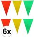 Merkloos / Sans marque Partyxplosion B.V. 6x Vlaggenlijn / Slinger - 10 Meter - Geel / Rood / Groen - Carnaval Versiering